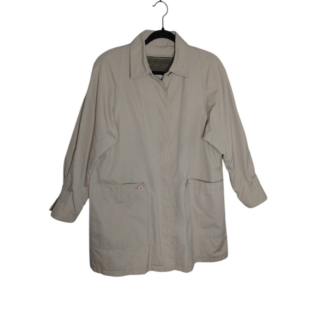 Vtg London Fog Women's Trench Cozy Lux Zip Out Liner Tan Sz 12 Car Coat Midi Gla